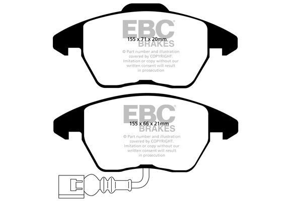 EBC Audi 8X 8J Yellowstuff Street and Track Front Brake Pads - ATE Caliper (A1, S1 & TT) - Image 2