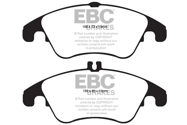 EBC Mercedes-Benz W/S/C204 W/S212 C218 Yellowstuff Street and Track Front Brake Pads - TRW Caliper (C280, E250, SLC200 & SLK350) - Image 2