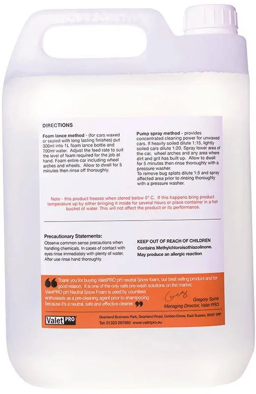 ValetPro pH Neutral Snow Foam 1L - Image 2